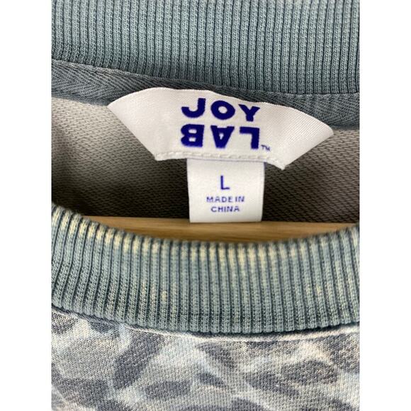 Joy Lab Women's L Blue Gray Animal Print Crop Pullover Sweatshirt - Picture 3 of 6